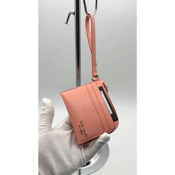Kate Spade KL624 Devin Pop Trim Card Case Wristlet Setting Sun Saffiano Leather - Picture 3 of 15